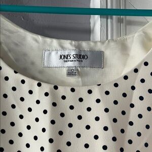 Jones Studio Cream and Black Polka Dot Top